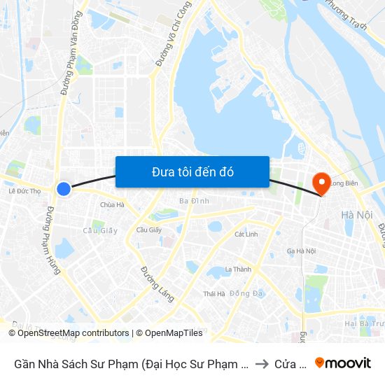 Gần Nhà Sách Sư Phạm (Đại Học Sư Phạm Hà Nội) - 136 Xuân Thủy to Cửa Đông map