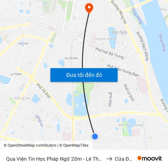 Qua Viện Tin Học Pháp Ngữ 20m - Lê Thanh Nghị to Cửa Đông map