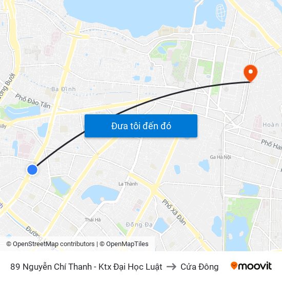 89 Nguyễn Chí Thanh - Ktx Đại Học Luật to Cửa Đông map
