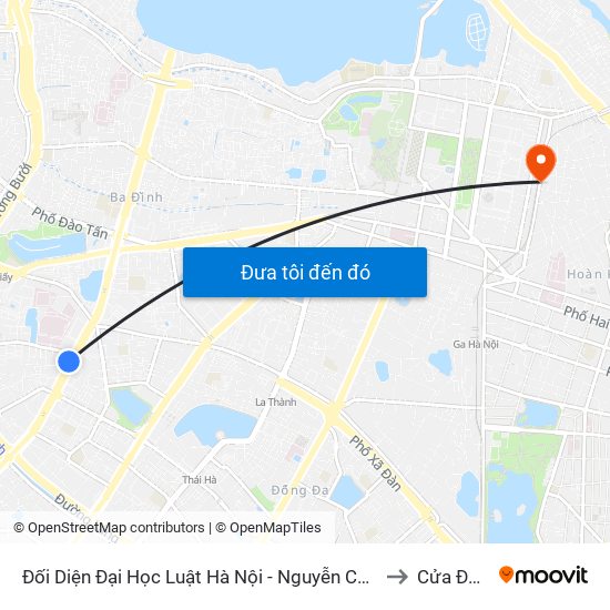 Đối Diện Đại Học Luật Hà Nội - Nguyễn Chí Thanh to Cửa Đông map