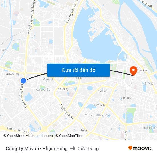 Công Ty Miwon - Phạm Hùng to Cửa Đông map