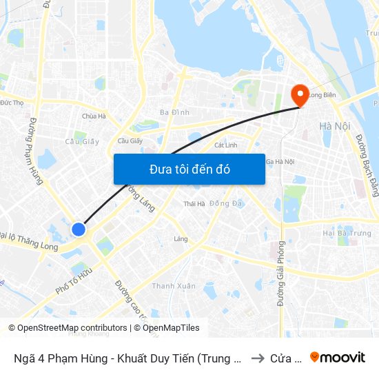 Ngã 4 Phạm Hùng - Khuất Duy Tiến (Trung Tâm Hội Nghị Quốc Gia) to Cửa Đông map