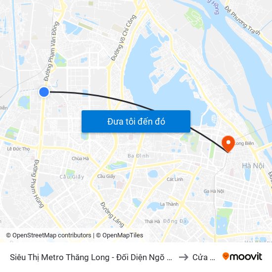 Siêu Thị Metro Thăng Long - Đối Diện Ngõ 599 Phạm Văn Đồng to Cửa Đông map