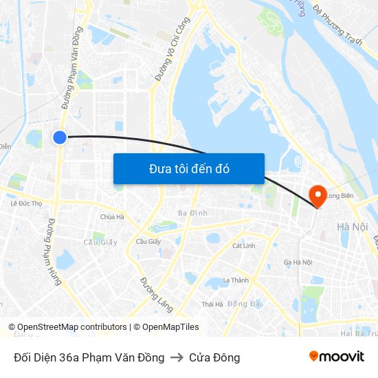 Đối Diện 36a Phạm Văn Đồng to Cửa Đông map