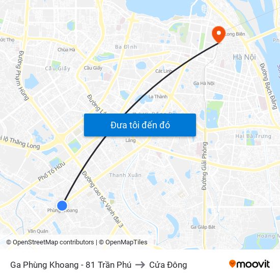 Ga Phùng Khoang - 81 Trần Phú to Cửa Đông map