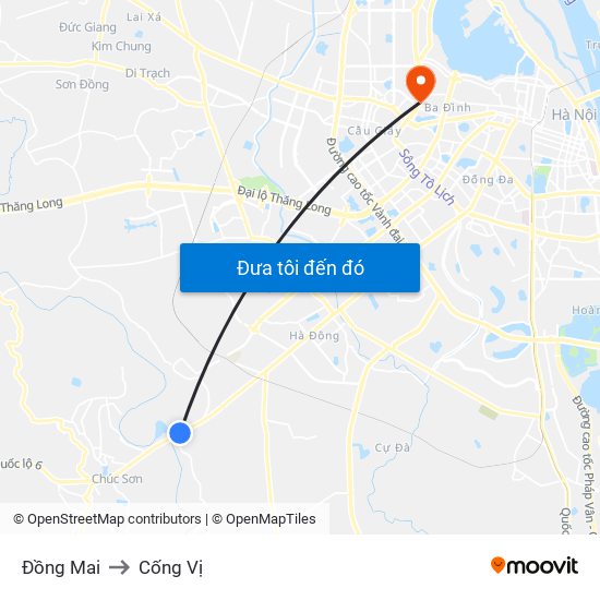 Đồng Mai to Cống Vị map