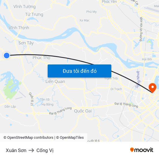 Xuân Sơn to Cống Vị map