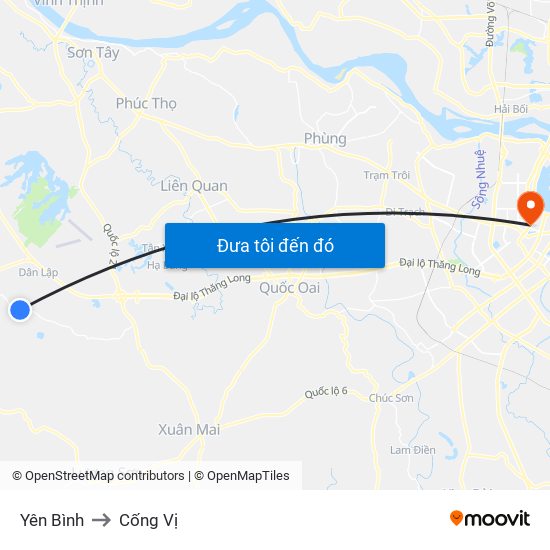 Yên Bình to Cống Vị map