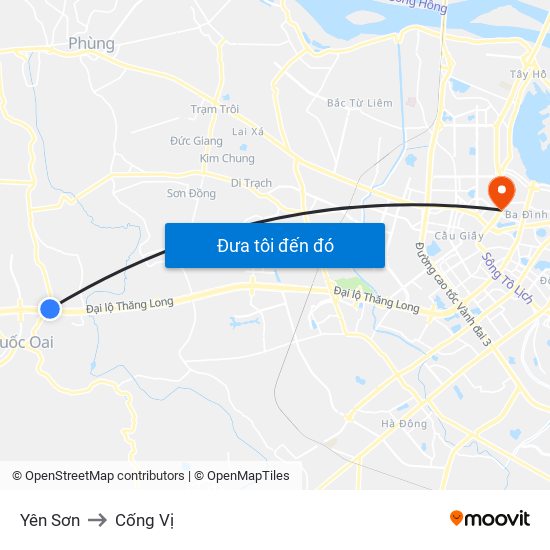 Yên Sơn to Cống Vị map