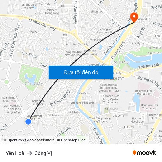 Yên Hoà to Cống Vị map