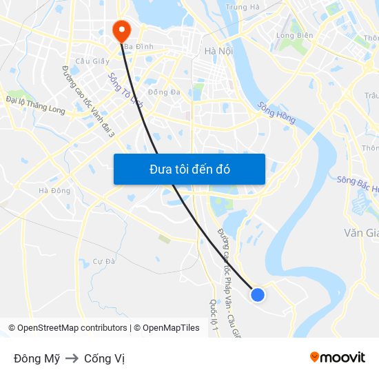 Đông Mỹ to Cống Vị map