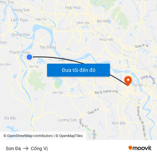 Sơn Đà to Cống Vị map