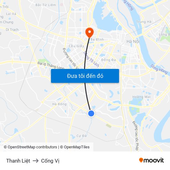 Thanh Liệt to Cống Vị map