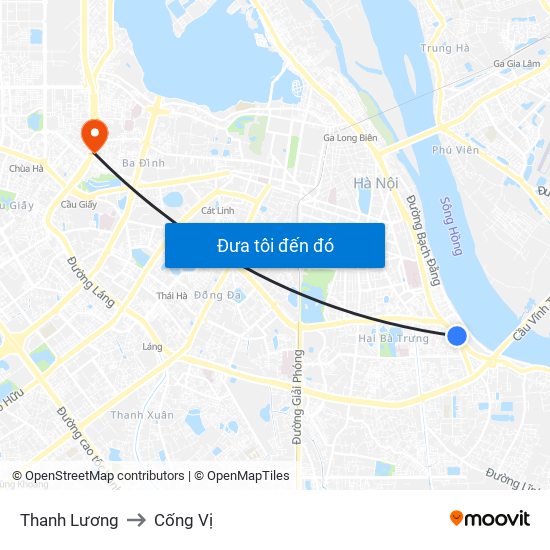 Thanh Lương to Cống Vị map