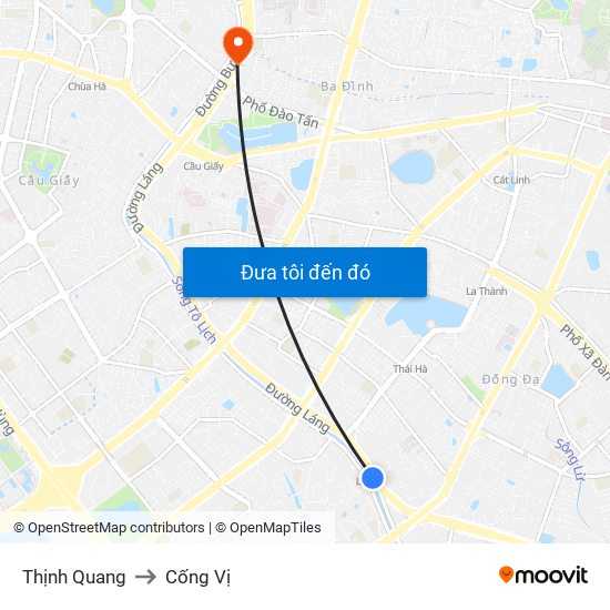Thịnh Quang to Cống Vị map