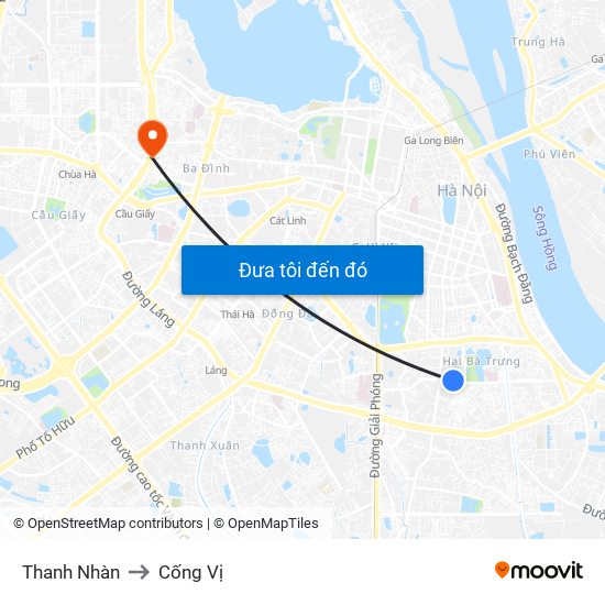 Thanh Nhàn to Cống Vị map