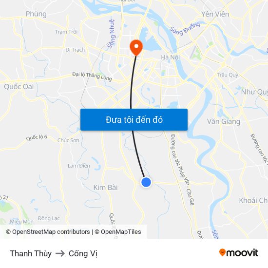 Thanh Thùy to Cống Vị map