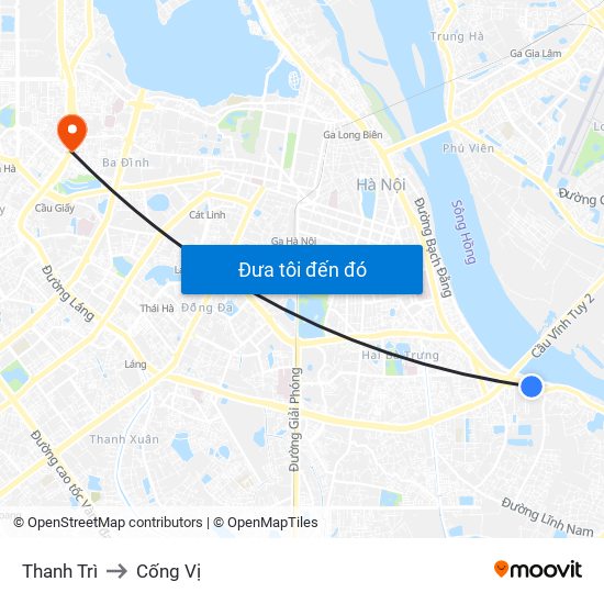 Thanh Trì to Cống Vị map