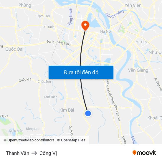 Thanh Văn to Cống Vị map