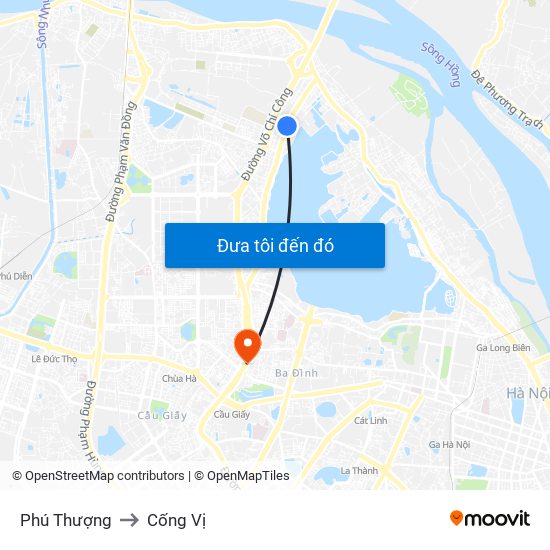 Phú Thượng to Cống Vị map