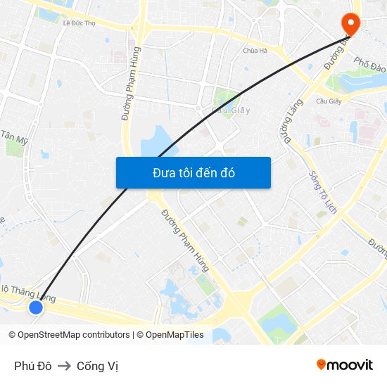 Phú Đô to Cống Vị map