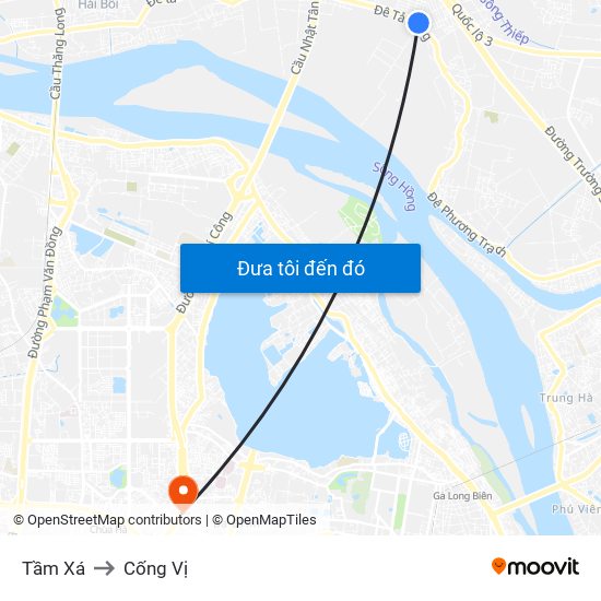 Tầm Xá to Cống Vị map