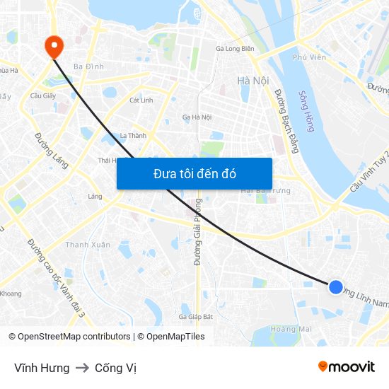 Vĩnh Hưng to Cống Vị map