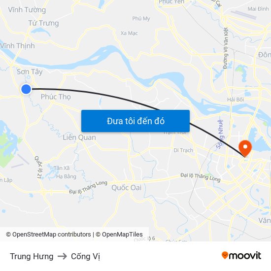 Trung Hưng to Cống Vị map