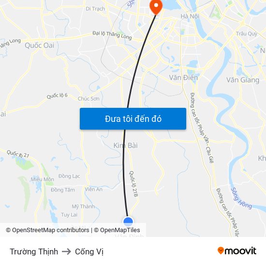 Trường Thịnh to Cống Vị map