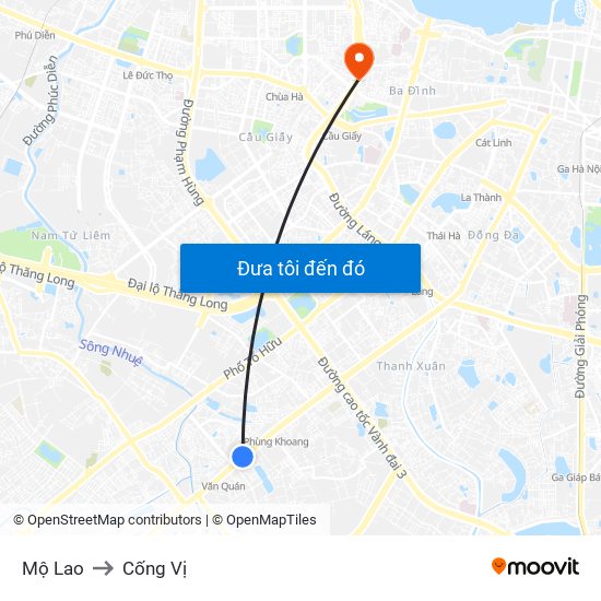 Mộ Lao to Cống Vị map