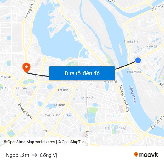 Ngọc Lâm to Cống Vị map