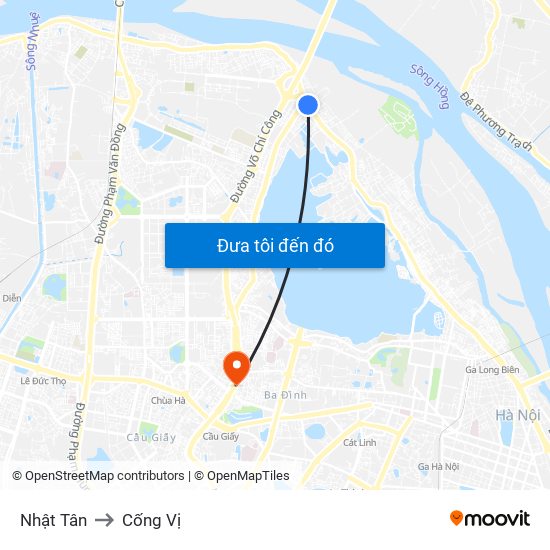 Nhật Tân to Cống Vị map