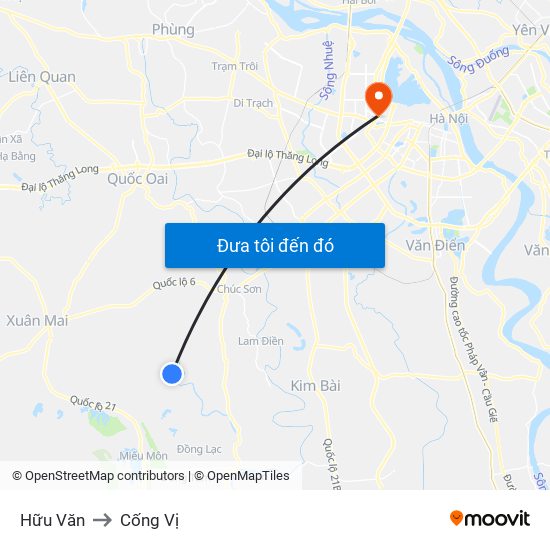 Hữu Văn to Cống Vị map