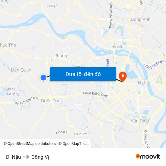 Dị Nậu to Cống Vị map