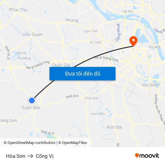 Hòa Sơn to Cống Vị map