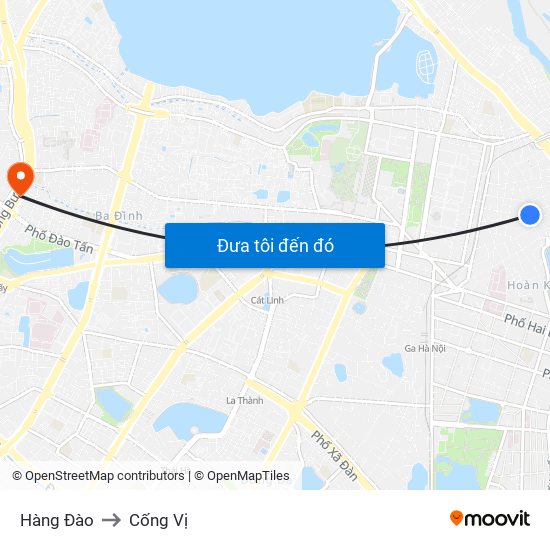 Hàng Đào to Cống Vị map