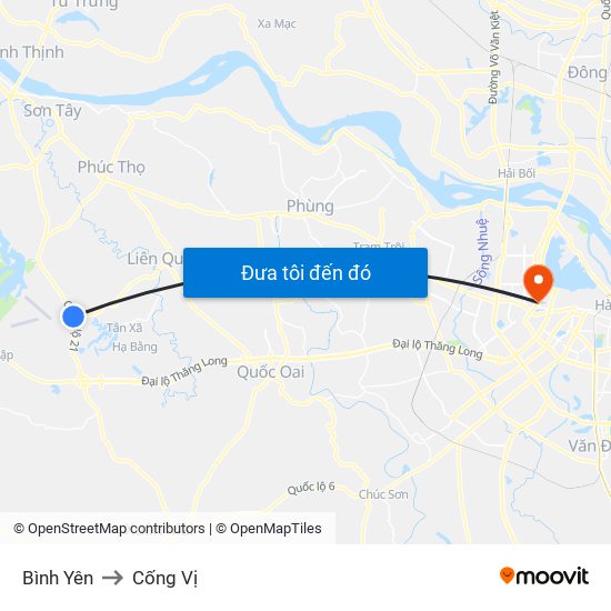 Bình Yên to Cống Vị map