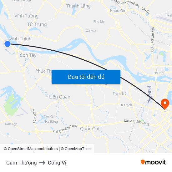 Cam Thượng to Cống Vị map