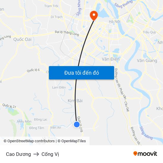 Cao Dương to Cống Vị map