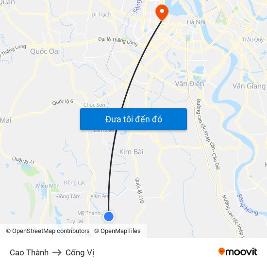 Cao Thành to Cống Vị map