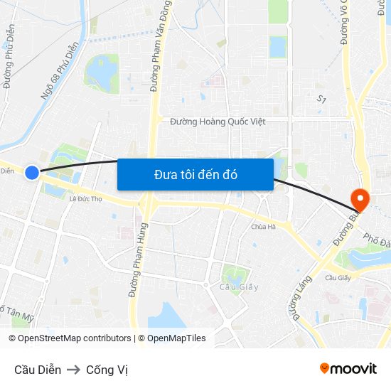 Cầu Diễn to Cống Vị map