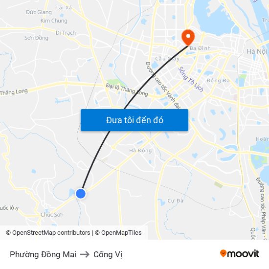 Phường Đồng Mai to Cống Vị map