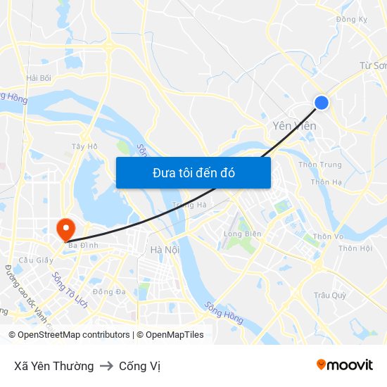 Xã Yên Thường to Cống Vị map