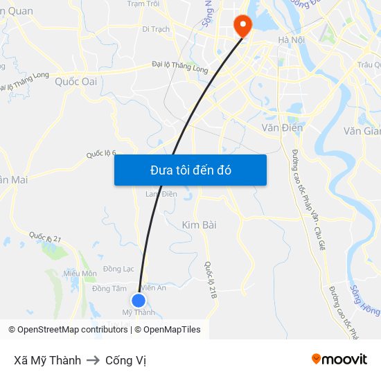 Xã Mỹ Thành to Cống Vị map