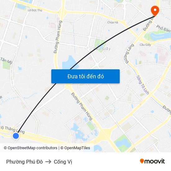 Phường Phú Đô to Cống Vị map