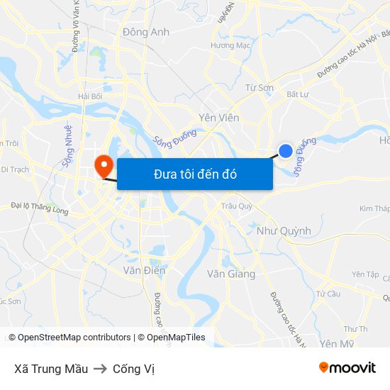 Xã Trung Mầu to Cống Vị map