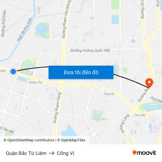 Quận Bắc Từ Liêm to Cống Vị map