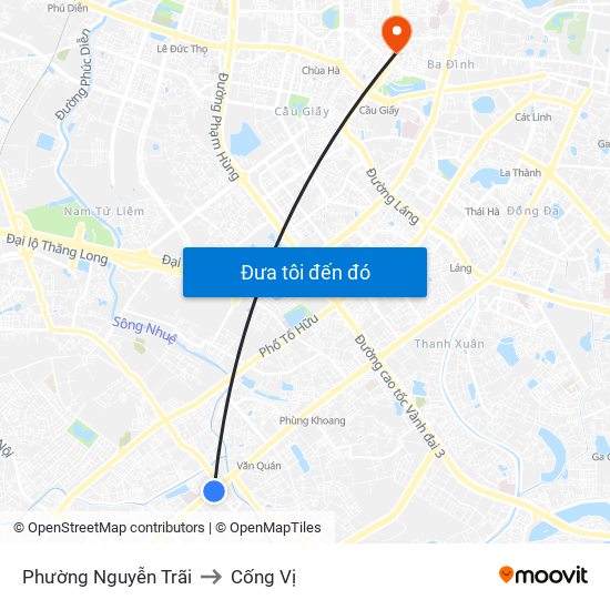 Phường Nguyễn Trãi to Cống Vị map