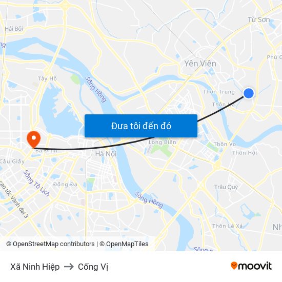 Xã Ninh Hiệp to Cống Vị map