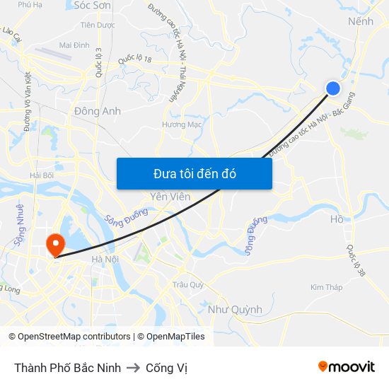 Thành Phố Bắc Ninh to Cống Vị map